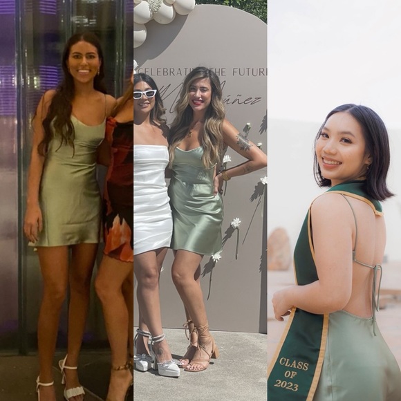 Princess Polly Clemence Sage Green Backless Tie Back Satin Mini Dress - Picture 5 of 14